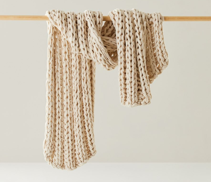 Home Republic Newport Natural Chunky Knit Throw